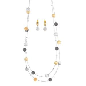 Brushed Metal Bubble Illusion Necklace And Earrings Set  #SCE15101