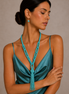 Turquoise Seed Bead Long Tassel Necklace#N2271 TURQ