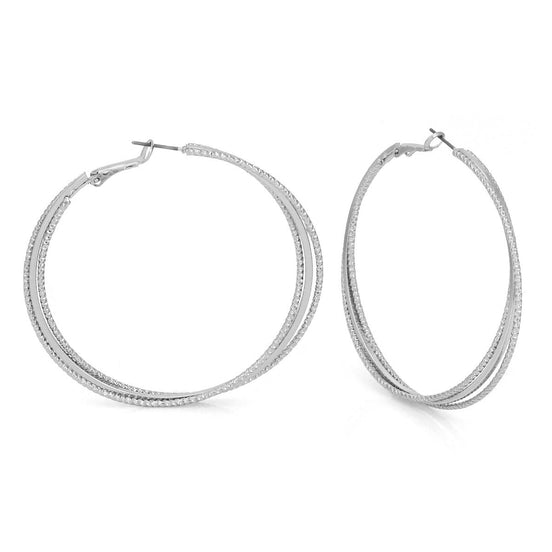 Rhodium-Tone Metal Stud Earrings