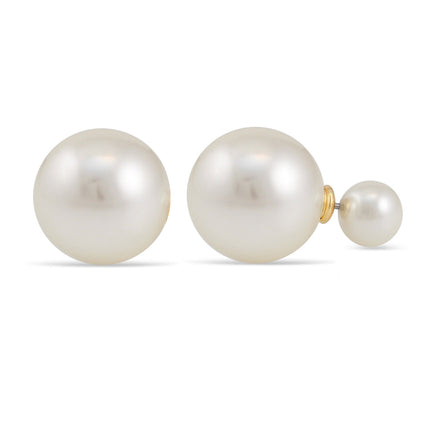 CREAM PEARL DOUBBLE FACED STUD EARRINGS#HNE88716CM(TB1)