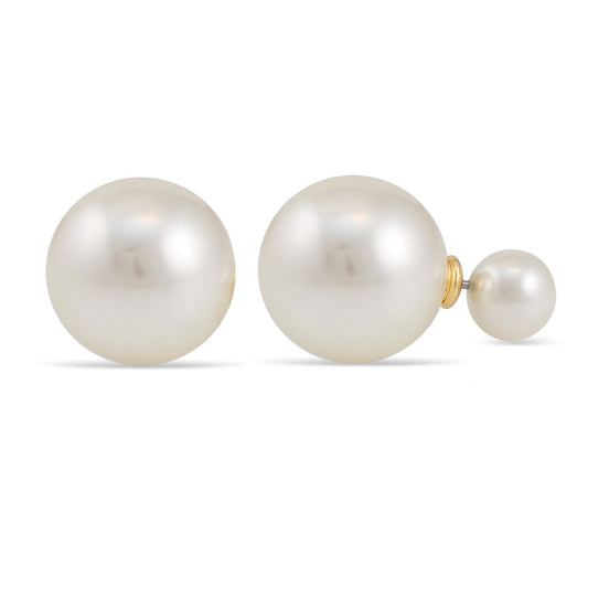 CREAM PEARL DOUBBLE FACED STUD EARRINGS#HNE88716CM(TB1)