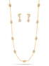 Yellow Gold-Tone Metal Pave Crystal Earrings And  Adjustable Lobster Claw Closure Necklace Set