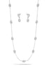 Rhodium-Tone Metal Pave Crystal Earrings And Adjustable Lobster Claw Closure Necklace Set
