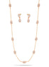 Rose Gold-Tone Metal Pave Crystal Earrings And  Adjustable Lobster Claw Closure Necklace Set