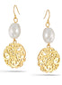 Gold-Tone Metal Filigree Pearl Drop Earrings