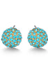 Gold-Tone Metal Aqua Blue Crystal Stud Earrings