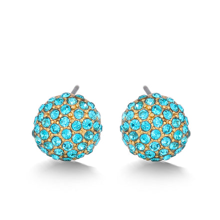 Gold-Tone Metal Aqua Blue Crystal Stud Earrings