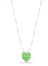 Silver-Tone Metal 0.7"Inches Green Crystal Heart Drop Adjustable Lobster Claw Closure Necklaces