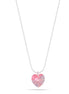 Silver-Tone Metal 0.7"Inches Pink Crystal Heart Drop Adjustable Lobster Claw Closure Necklaces