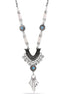 Silver-Tone Metal Cream Beads Turquoise Adjustable Lobster Claw Closure  Necklace