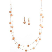 Brushed Metal Bubble Illusion Necklace And Earrings Set  #SCE15101