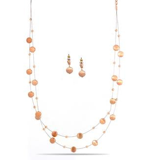 Brushed Metal Bubble Illusion Necklace And Earrings Set  #SCE15101