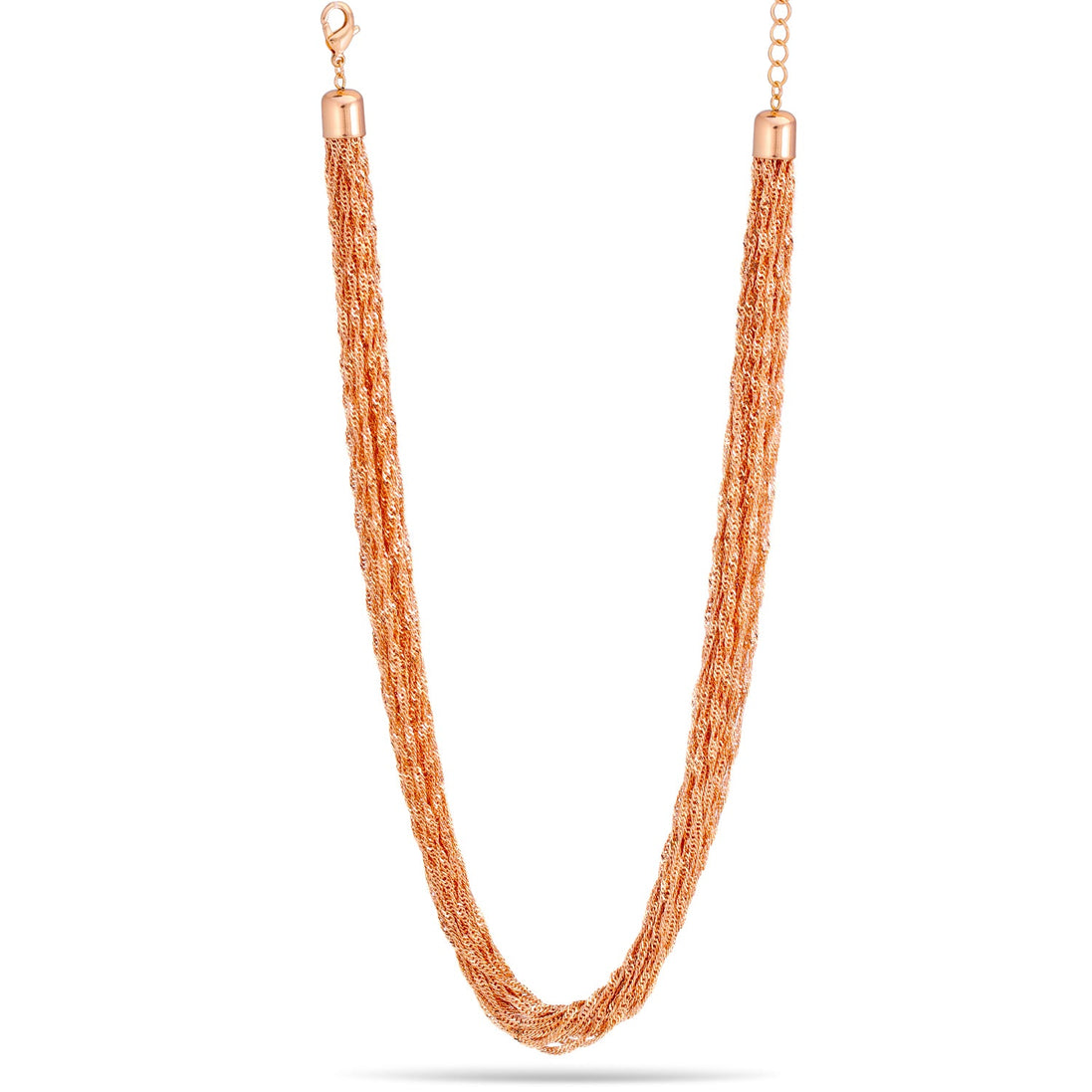 Rose Gold-Tone Metal Multi Layered Chains Adjustable Lobster Claw Closure Necklaces 