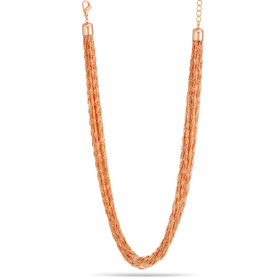 Rose Gold-Tone Metal Multi Layered Chains Adjustable Lobster Claw Closure Necklaces 