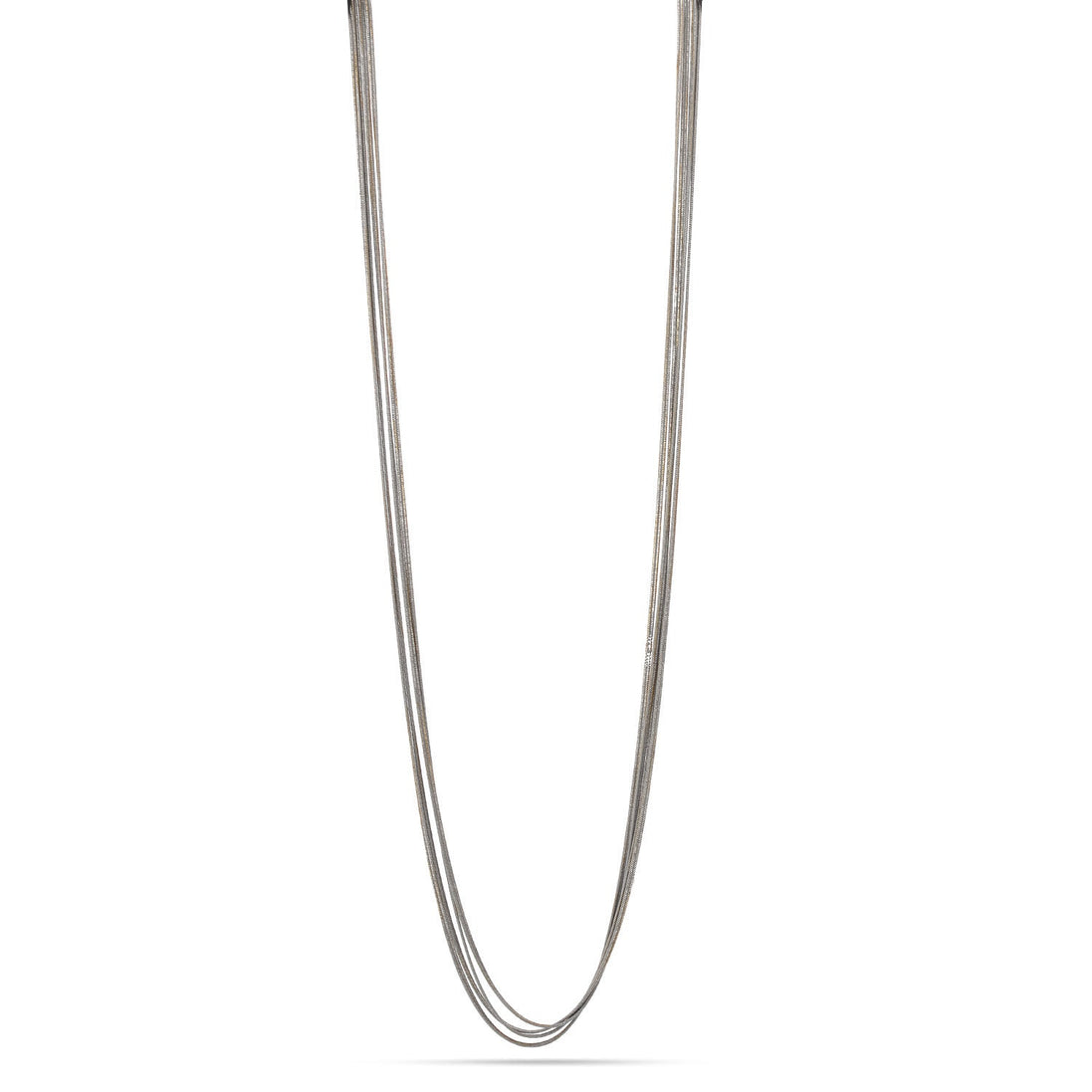 Off White And Gold-Tone Metal Chain Adjustable Lobster Claw Closure Layered Long Necklace