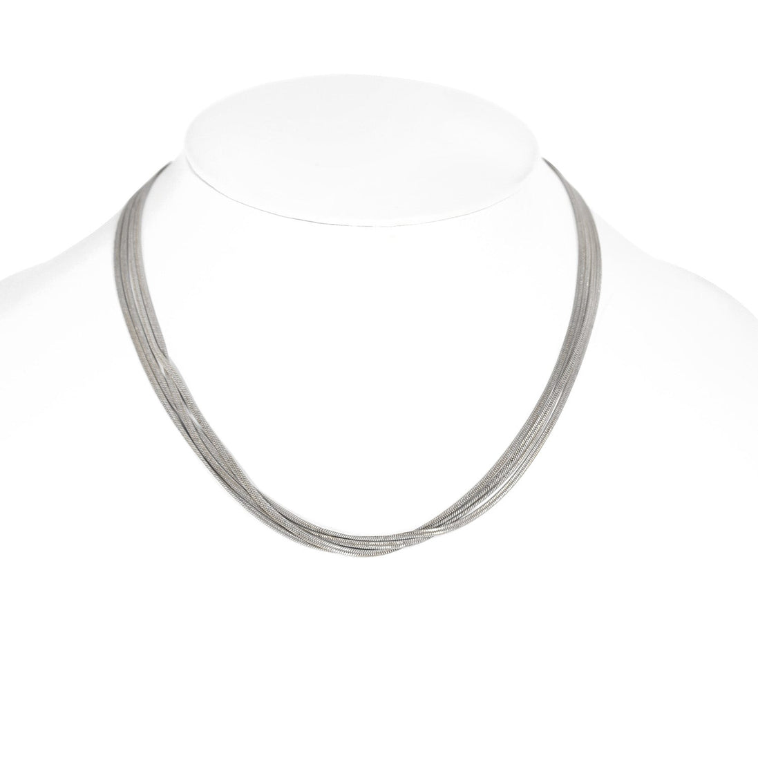 Off White And Gold-Tone Metal Chain Adjustable Lobster Claw Closure Layered Short Necklace