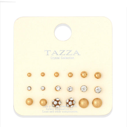 Gold-Tone Metal Set Of 9 Stud Earrings