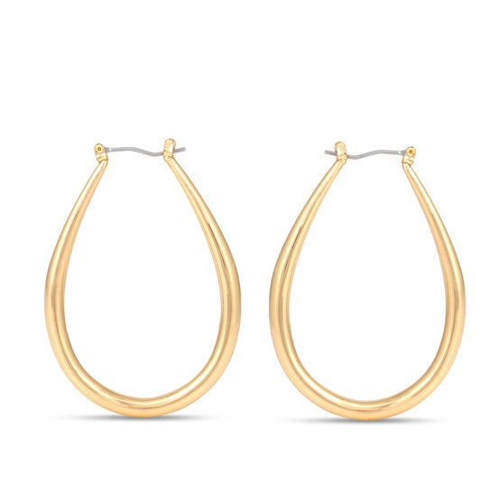 Gold-Tone Metal Teardrop Hoop Earrings