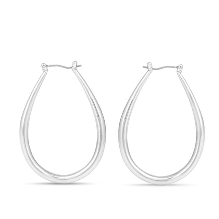 Silver-Tone Metal Teardrop Hoop Earrings