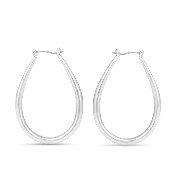 Silver-Tone Metal Teardrop Hoop Earrings