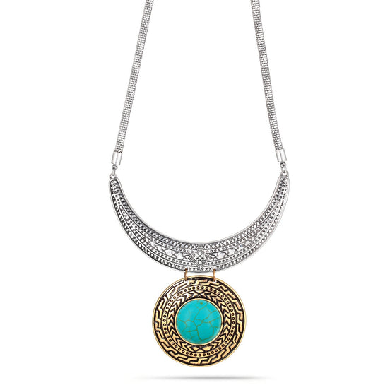 Gold And Silver-Tone Metal Turquoise Adjustable Lobster Claw Closure Necklaces