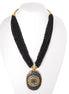 Gold-Tone Metal Pendant Black Seed Beads Adjustable Lobster Claw Closure Layered Necklaes