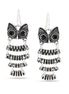 Silver-Tone Metal Black Crystal Owl Drop Earrings