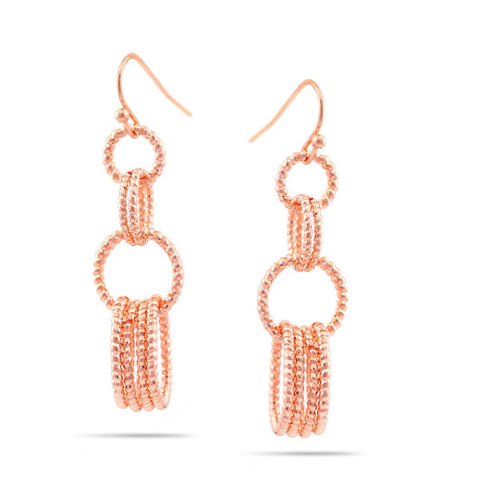 Rose Gold-Tone Metal Circle Drop Earrings