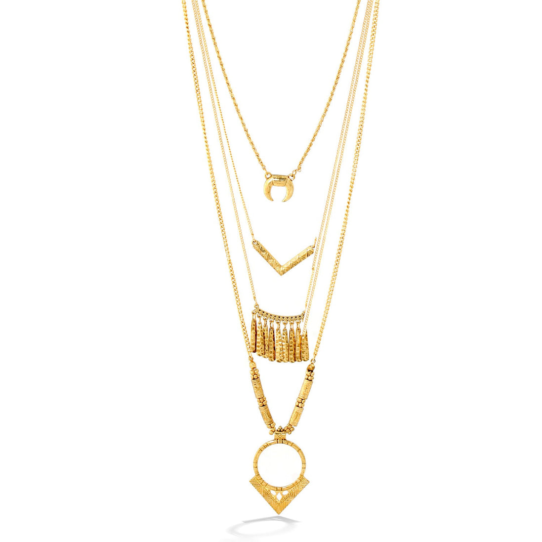 Gold-Tone Metal Adjustable Lobster Claw Closure Layered Necklaces 