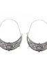 Silver-Tone Metal And Gray Stone Hoop Earrings