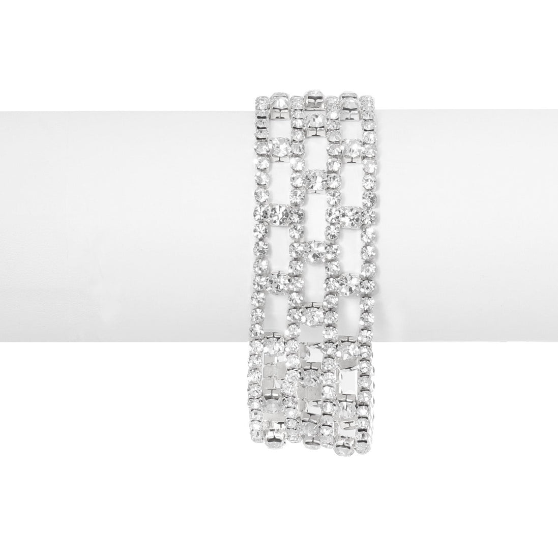 Silver-Tone Metal Crystal Lobster Claw Closure Bracelets