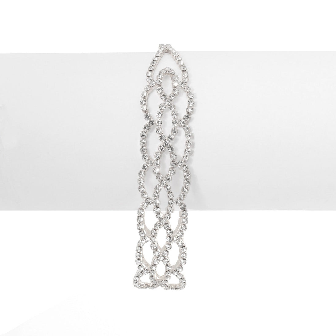 Silver-Tone Metal Crystal Lobster Claw Closure Bracelets