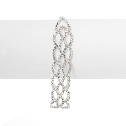 Silver-Tone Metal Crystal Lobster Claw Closure Bracelets