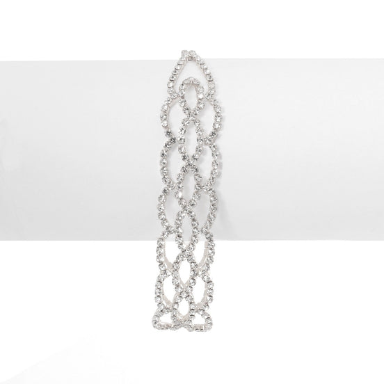 Silver-Tone Metal Crystal Lobster Claw Closure Bracelets