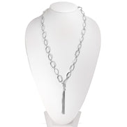 Silver-Tone Metal Link Chains Adjustable Lobster Claw Closure Tassel Necklaces