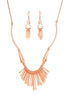 Rose-Gold-Tone Metal Tassel Earrings And Adjustable Lobster Claw Closure Necklaces Set