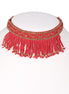 Gold-Tone Metal And Red Seed Bead Choker Necklaces