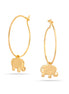 Gold-Tone Metal Elephant Hoop Earrings