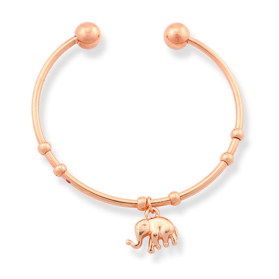 Rose Gold-Tone Metal Elephant Charm Bracelet