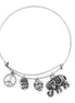 Silver Oxidised-Tone Metal Elephant And Love Charms Bracelet