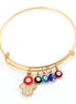 Gold-Tone Metal Multi Color Evil Eye Crystal Charm Bracelet