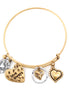 Silver And Gold Tone Metal Love Charms Bracelet