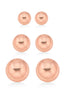 Rose-Gold-Tone Set Of 3 Graduated Size 10Mm,8Mm And 6Mm Stud Earrings
