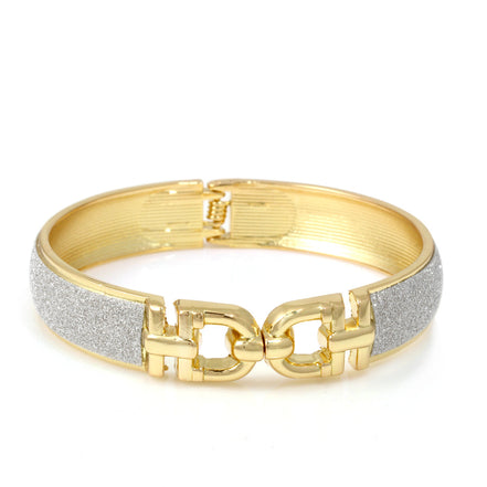 Gold Silver Sand Glitter Hinged Bracelet