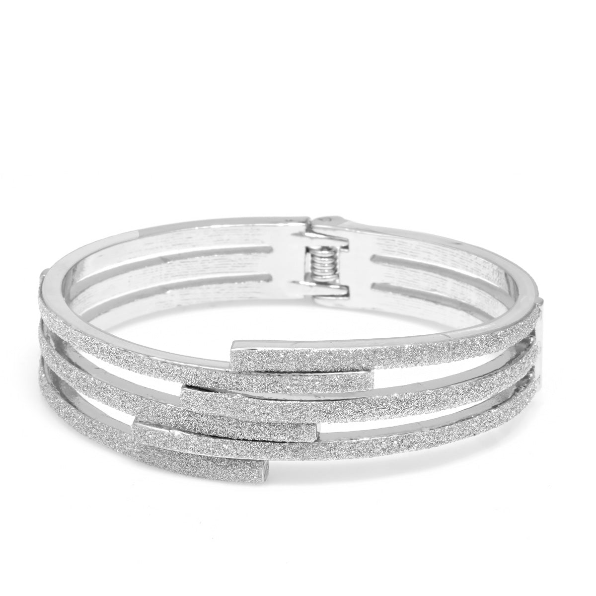 Rhodium glitter Oval hinge bracelet#SA-YS-104259RS(KA-B6)