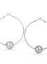 Rhodium-Tone Metal Ball Hooo Earrings