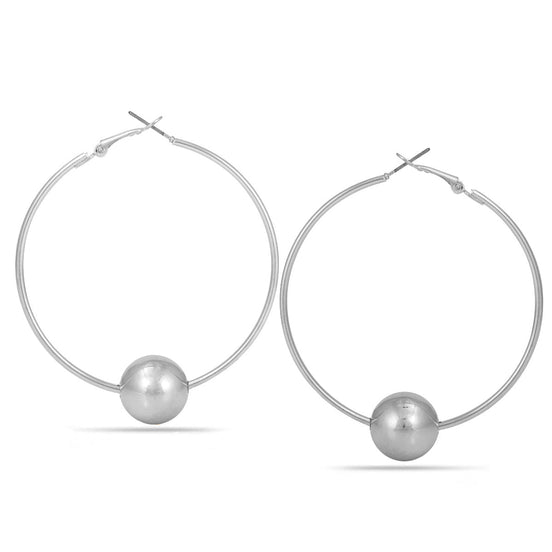 Rhodium-Tone Metal Ball Hooo Earrings
