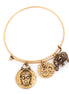 Gold Oxidised-Tone Metal Elephant And Buddha Charms Bracelets