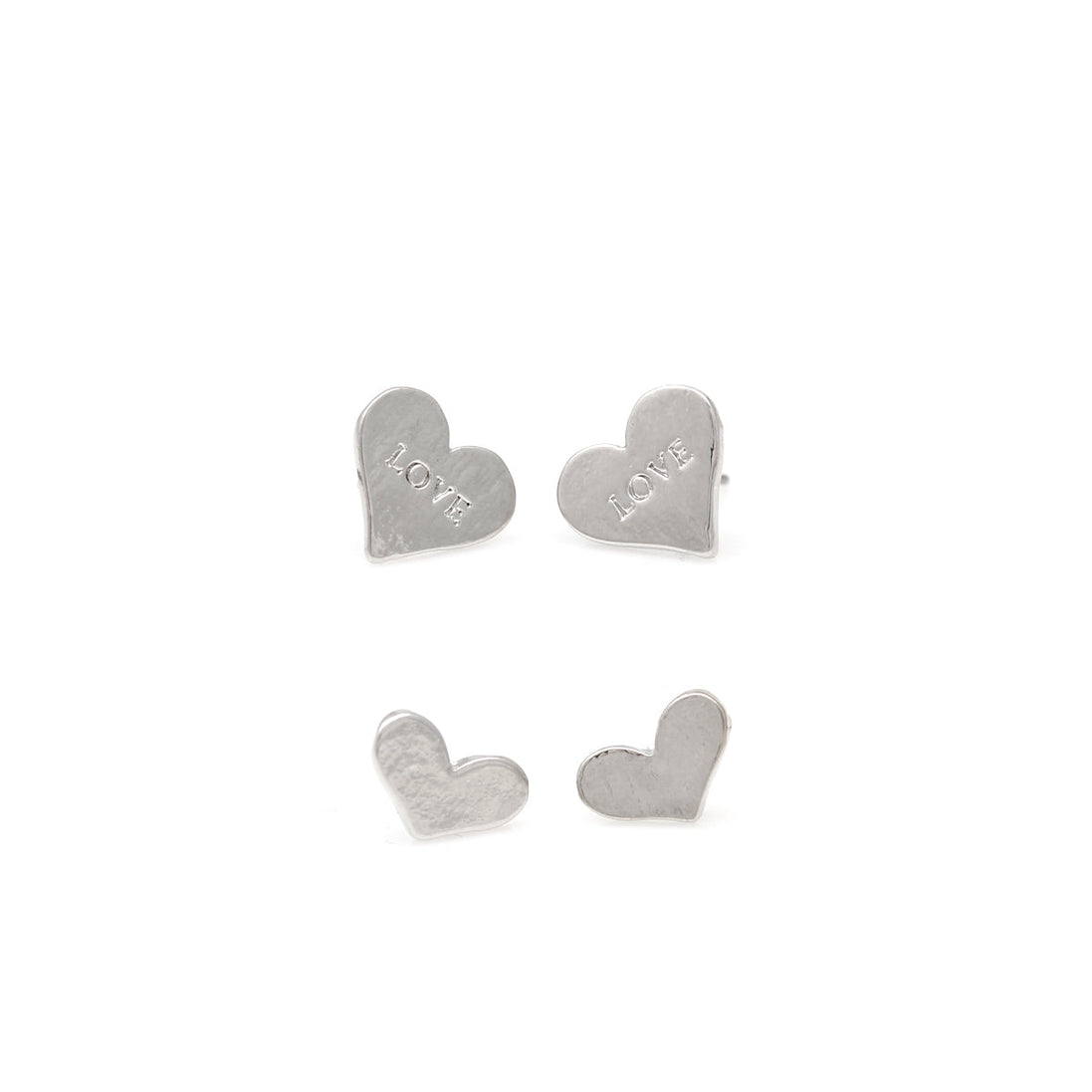 Silver Heart Two Pairs Earrings