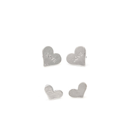 Silver Heart Two Pairs Earrings